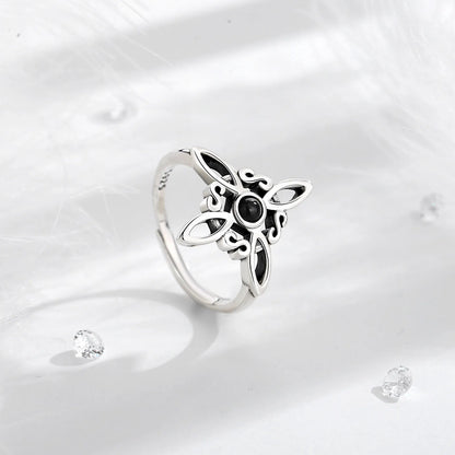 Eudora 925 Sterling Silver Witch Knot Adjustable Ring
