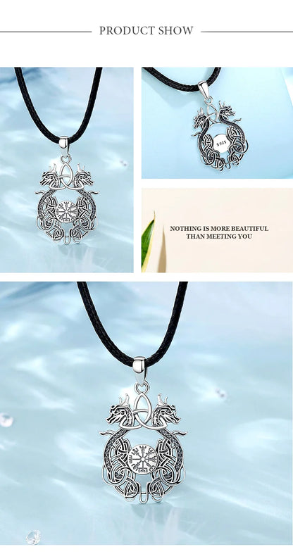 Eudora 925 Sterling Silver Viking Dragon Necklace