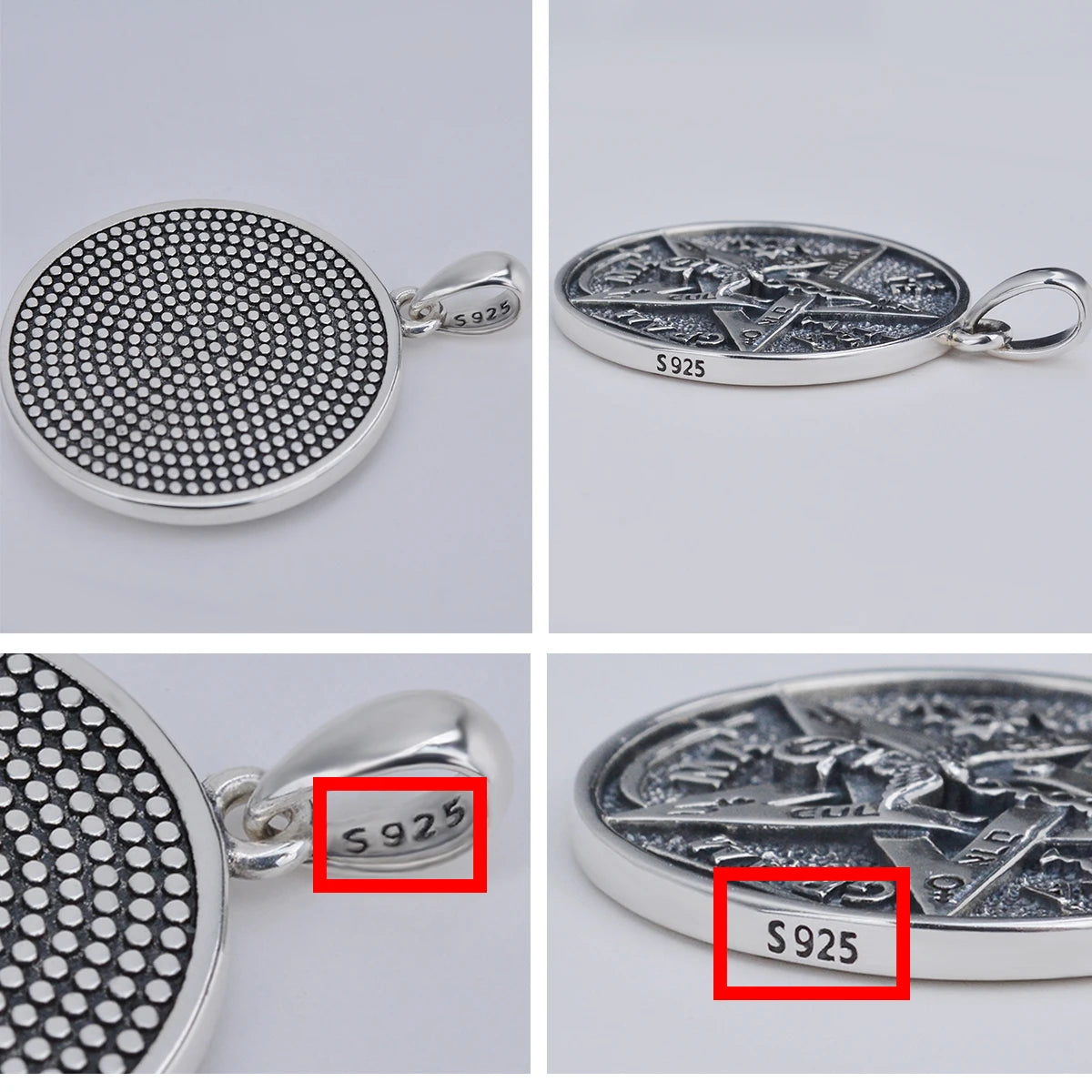 EUDORA 925 Sterling Silver Pentagram Runes Necklaces