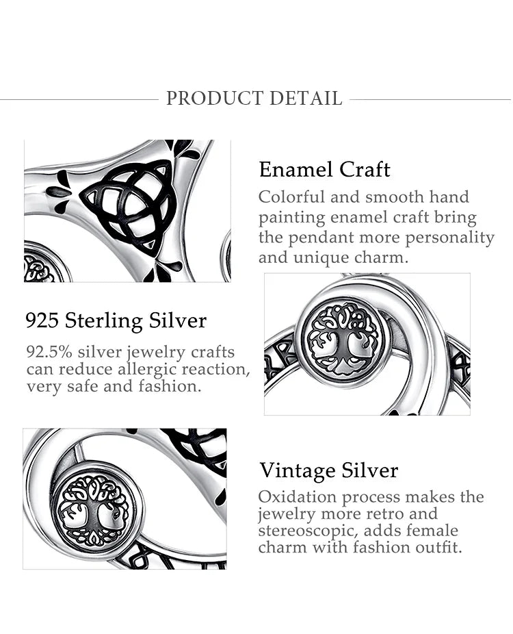Eudora 925 Sterling Silver Celtic Knot Spiral Triquetra Neckalce