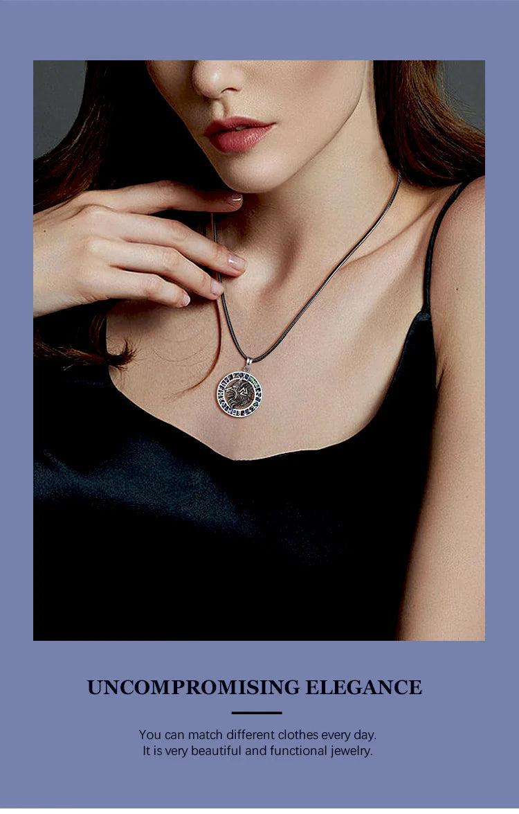925 Sterling Silver Viking Wolf Necklace Nordic Valknut Rune Amulet Pendant