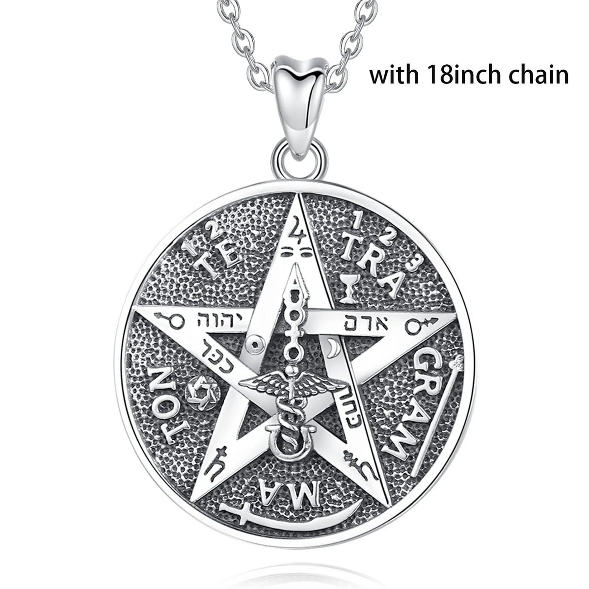 EUDORA 925 Sterling Silver Pentagram Runes Necklaces