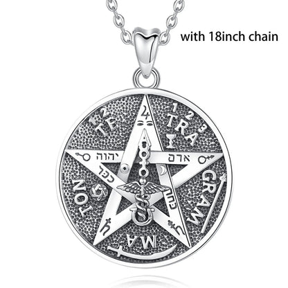 EUDORA 925 Sterling Silver Pentagram Runes Necklaces