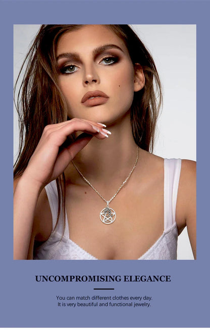Eudora Original 925 Sterling Silver Pentagram Dragon Necklace