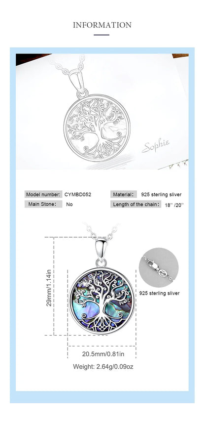 EUDORA Genuine 925 Sterling Silver Tree of Life
