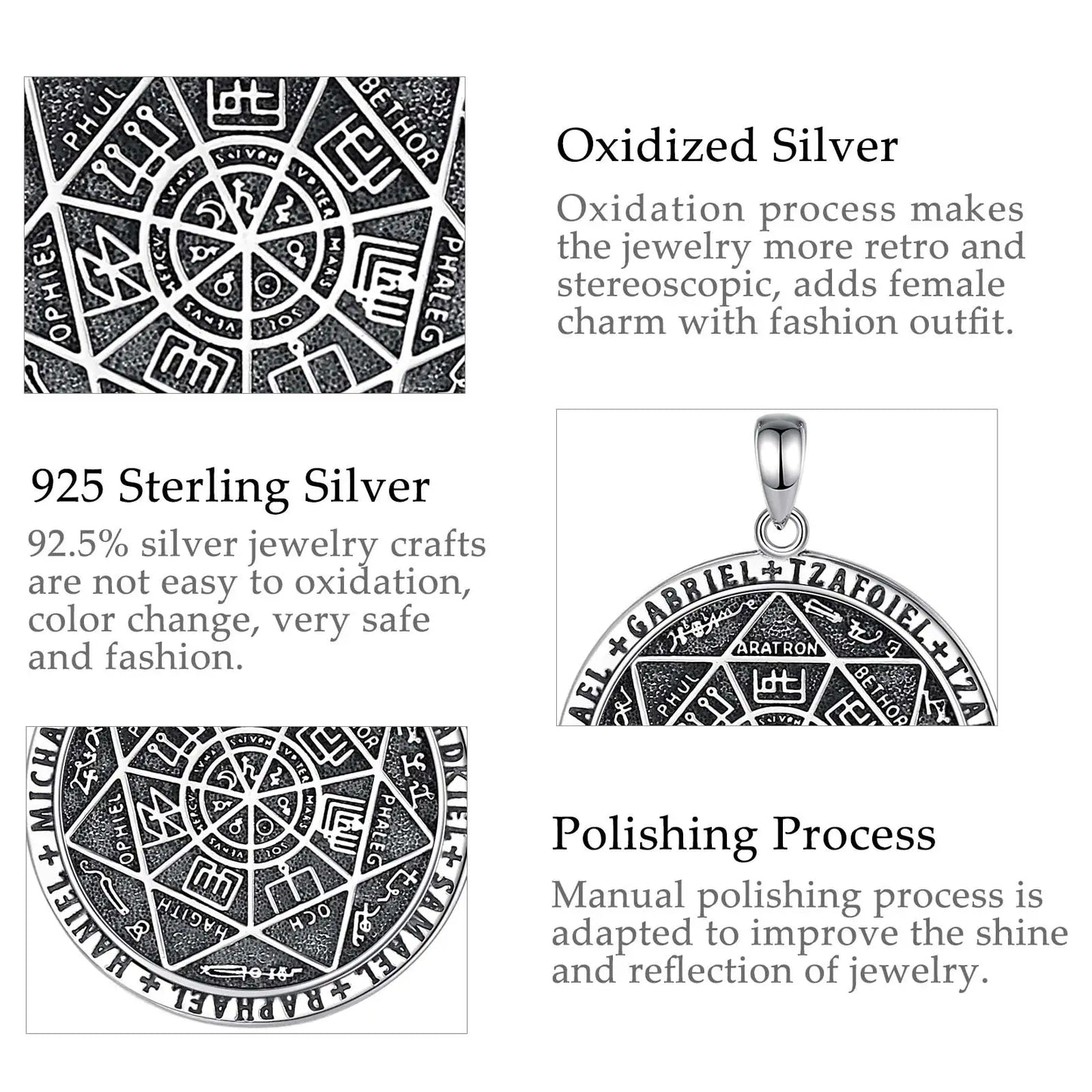 925 Sterling Silver Seven Archangels Amulet Necklace