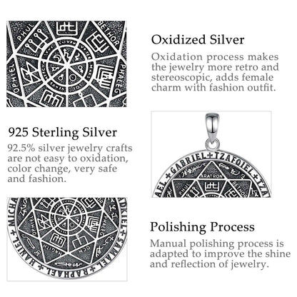 925 Sterling Silver Seven Archangels Amulet Necklace