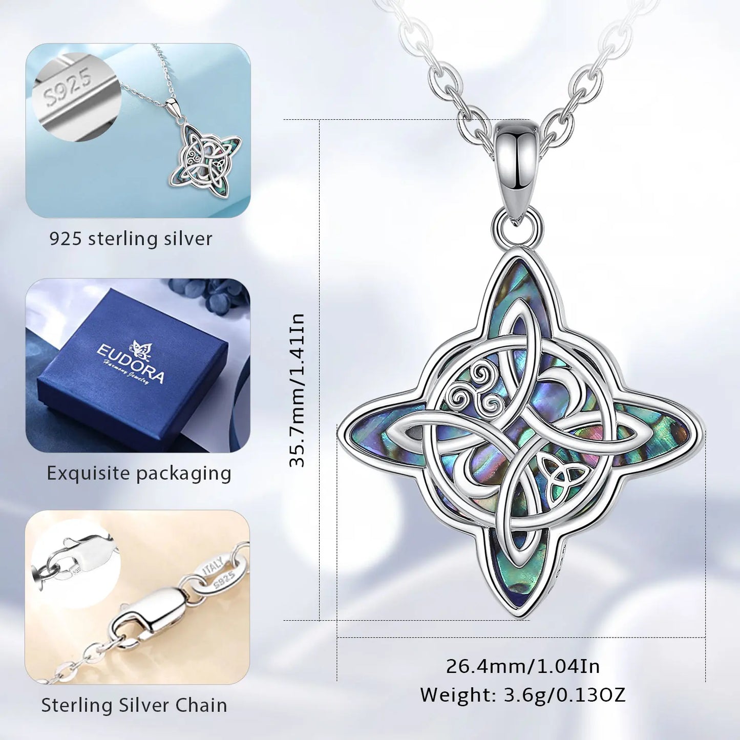 Eudora original 925 Sterling Silver Witch Knot Necklace