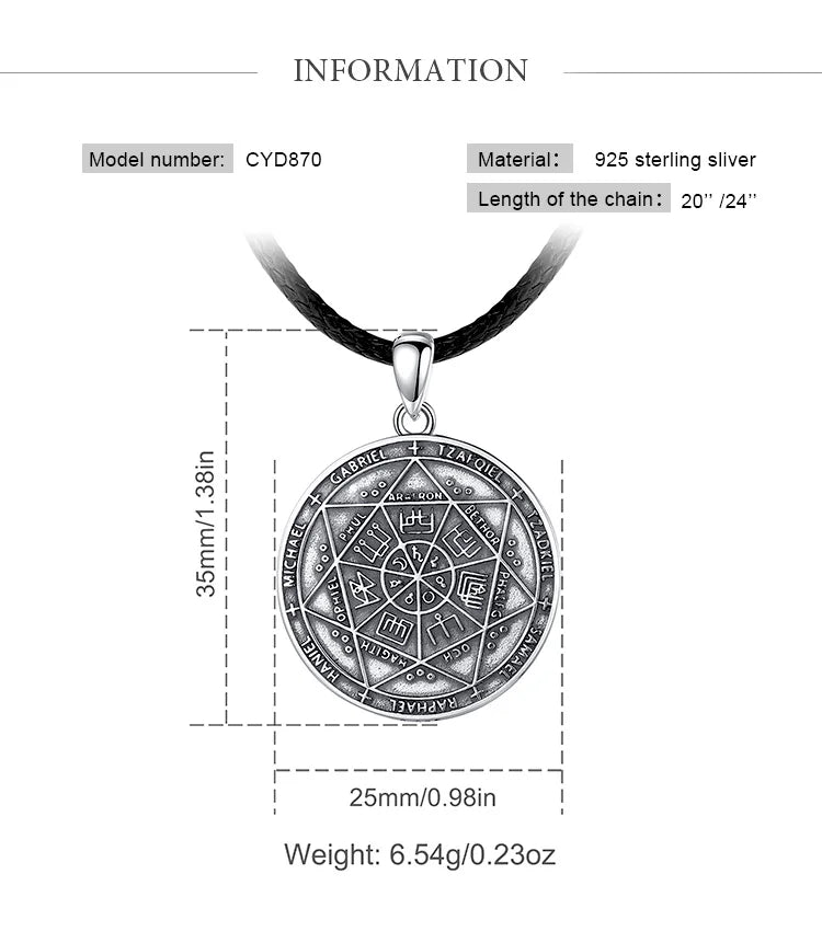 Eudora 925 Sterling Silver Seven Archangels Amulet Necklace