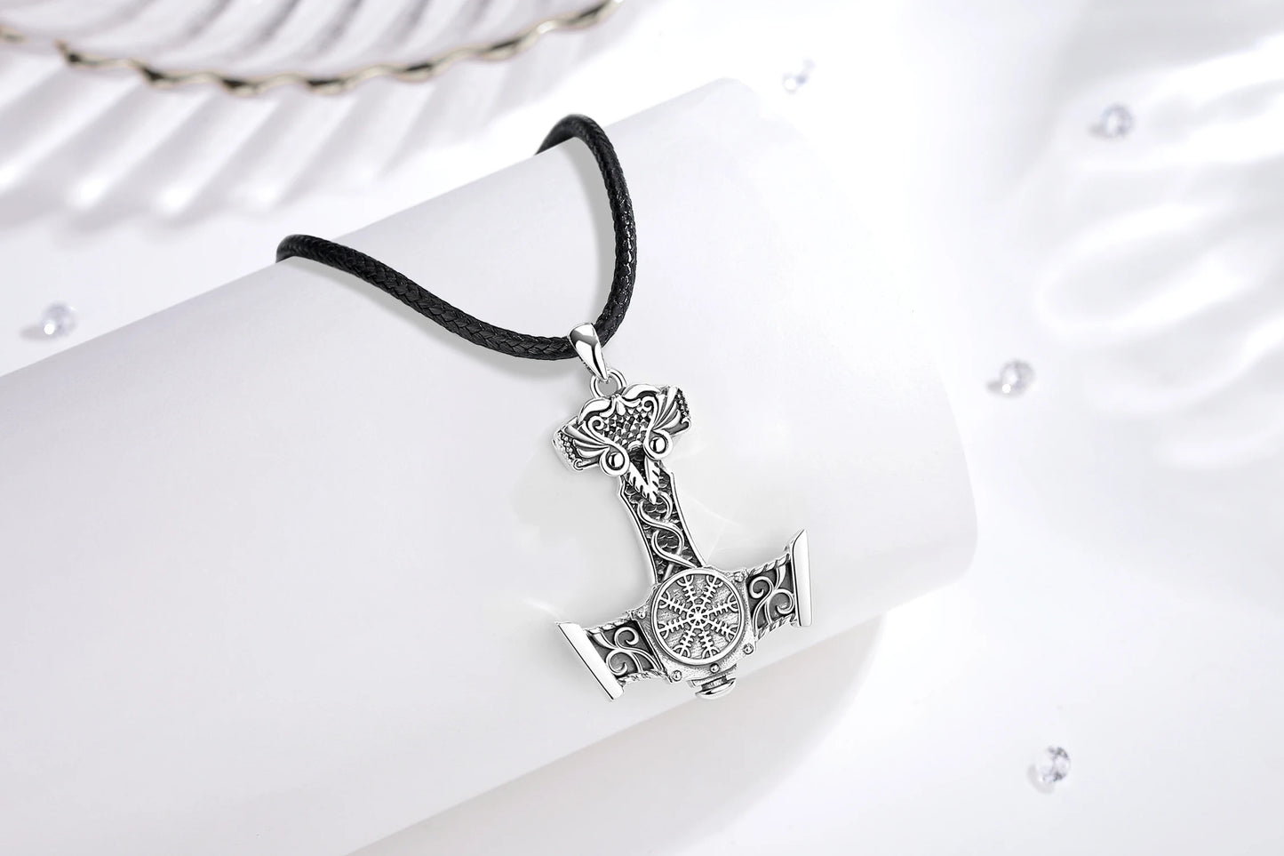 Eudora 925 Sterling Silver Norse Viking Thor's Hammer Necklace