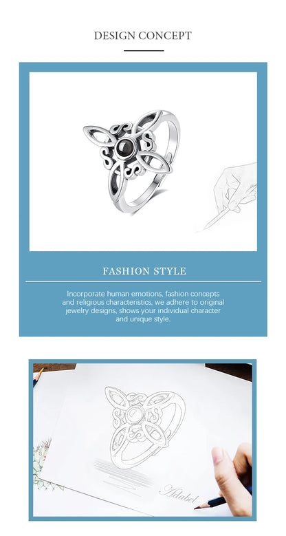 Eudora 925 Sterling Silver Witch Knot Adjustable Ring