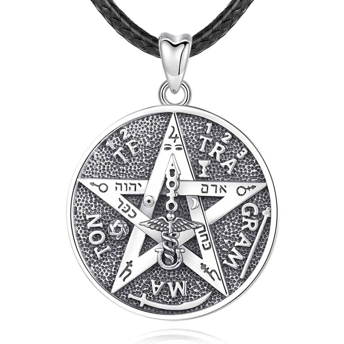 EUDORA 925 Sterling Silver Pentagram Runes Necklaces