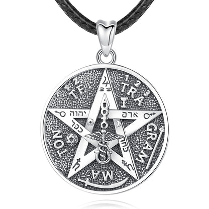 EUDORA 925 Sterling Silver Pentagram Runes Necklaces