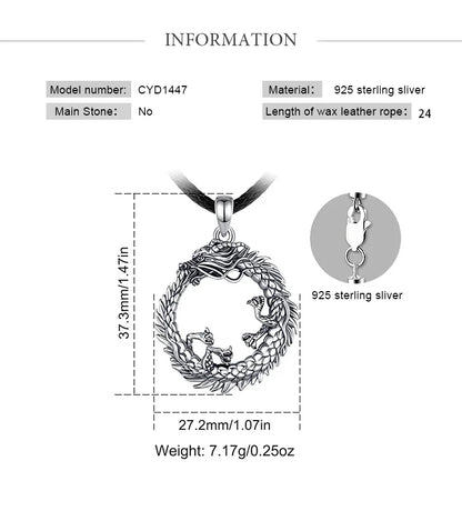 Eudora 925 Sterling Silver Dragon Neckalce