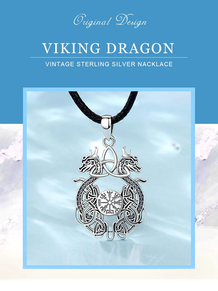 Eudora 925 Sterling Silver Viking Dragon Necklace