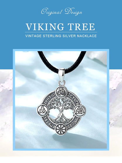 Eudora 925 Sterling Silver Tree of Life Yggdrasil Necklace  with Runes