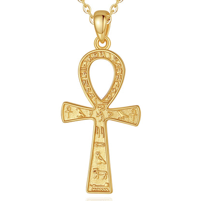 Eudora 925 Sterling Silver Ancient Egyptian Ankh Cross Necklace