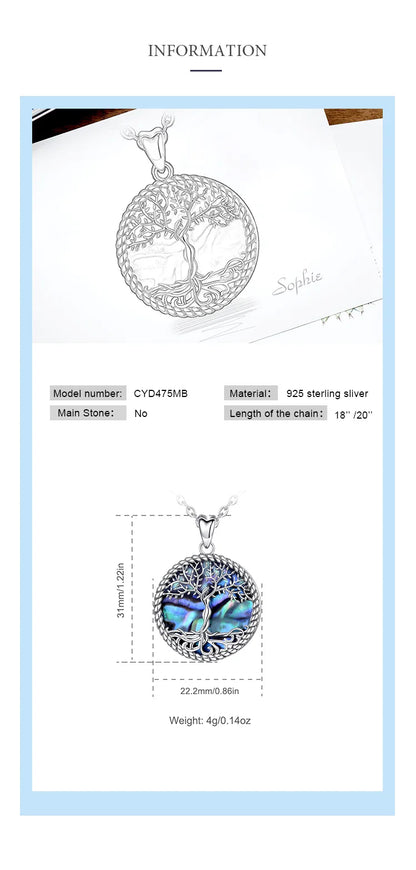 EUDORA 925 Sterling Silver Tree of Life Pendant