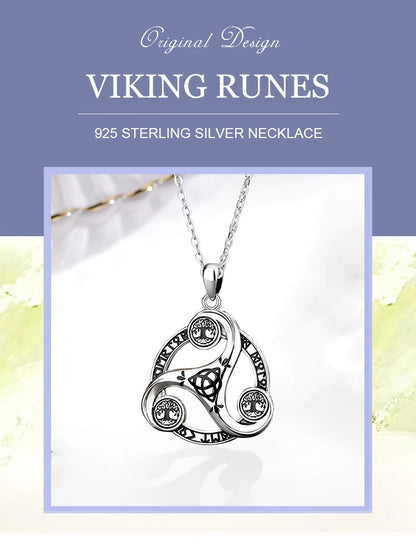 Eudora 925 Sterling Silver Celtic Knot Spiral Triquetra Neckalce
