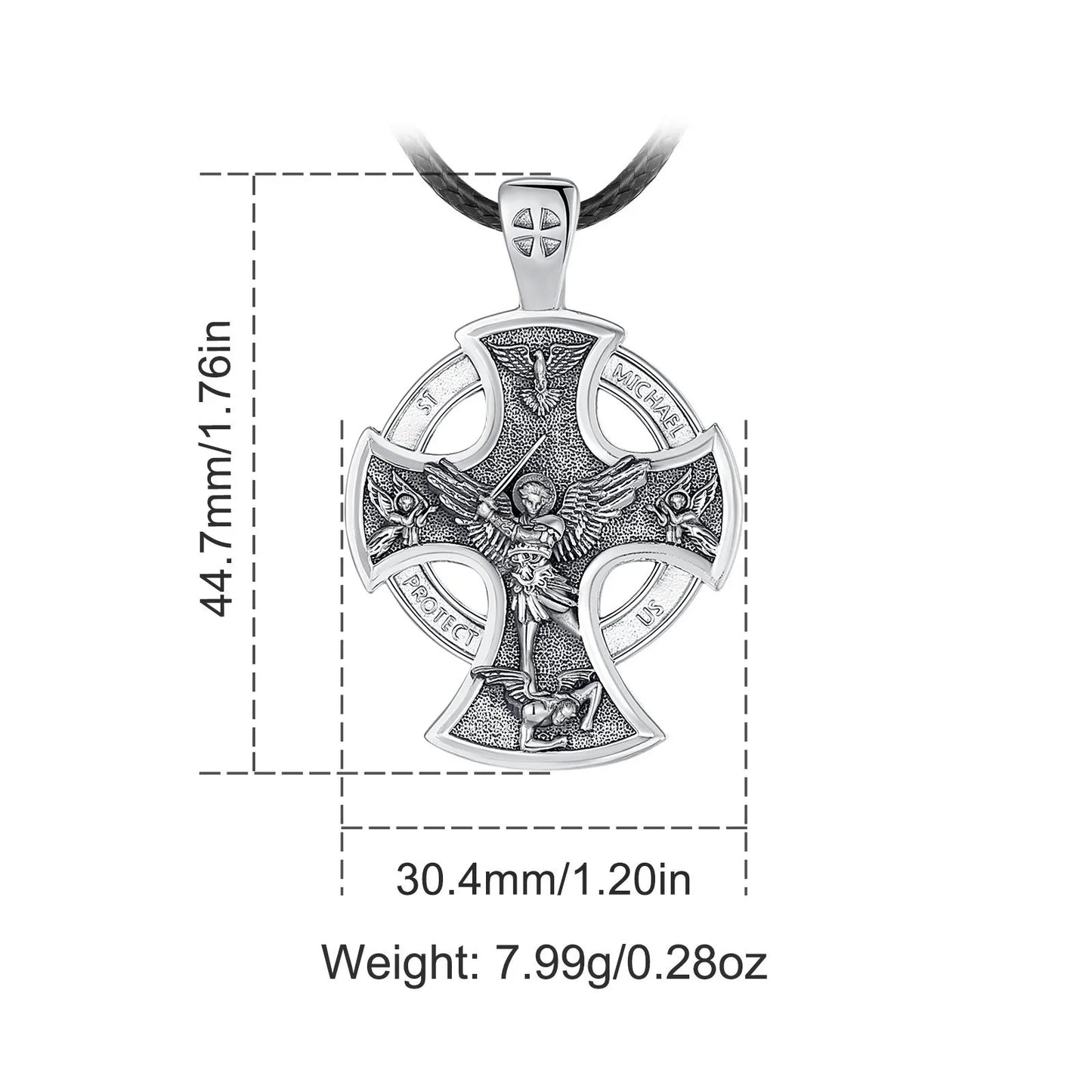 925 Sterling Silver Saint Michael Necklace Cross Amulet Pendant