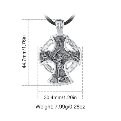 925 Sterling Silver Saint Michael Necklace Cross Amulet Pendant