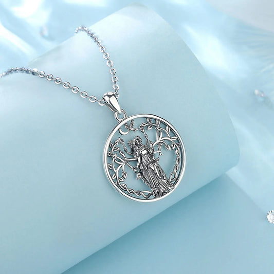 925 Sterling Silver Triple Moon Goddess Necklace Hecate Amulet Pendant