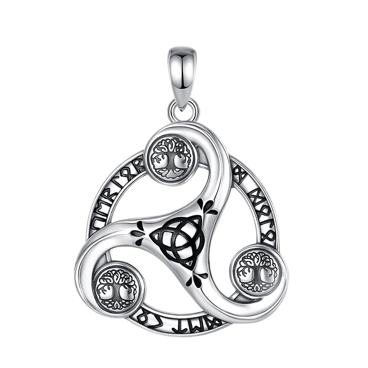 Eudora 925 Sterling Silver Celtic Knot Spiral Triquetra Neckalce
