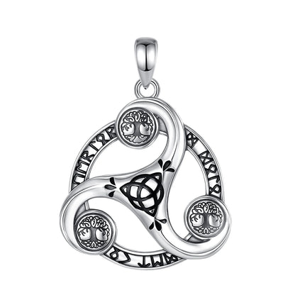 Eudora 925 Sterling Silver Celtic Knot Spiral Triquetra Neckalce