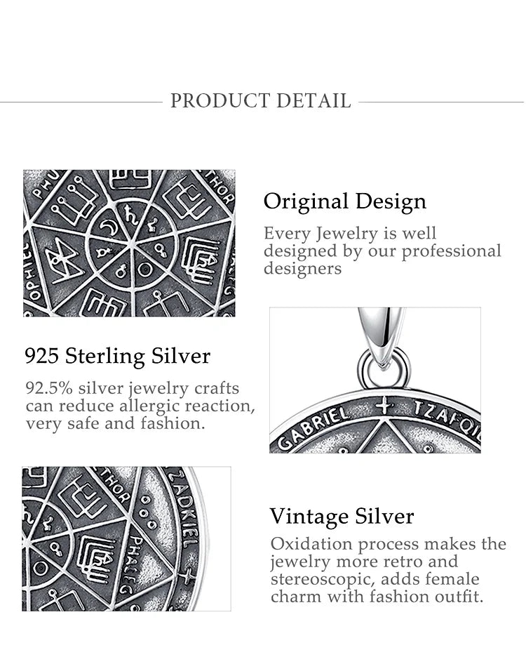 Eudora 925 Sterling Silver Seven Archangels Amulet Necklace