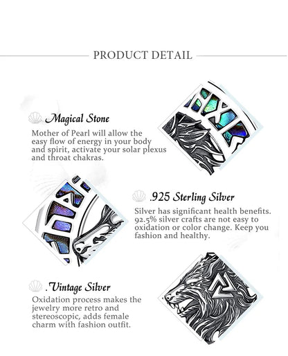 925 Sterling Silver Viking Wolf Necklace Nordic Valknut Rune Amulet Pendant