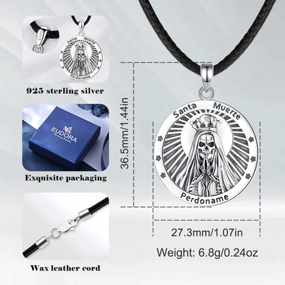 Eudora 925 Sterling Silver Santa Muerte Necklace