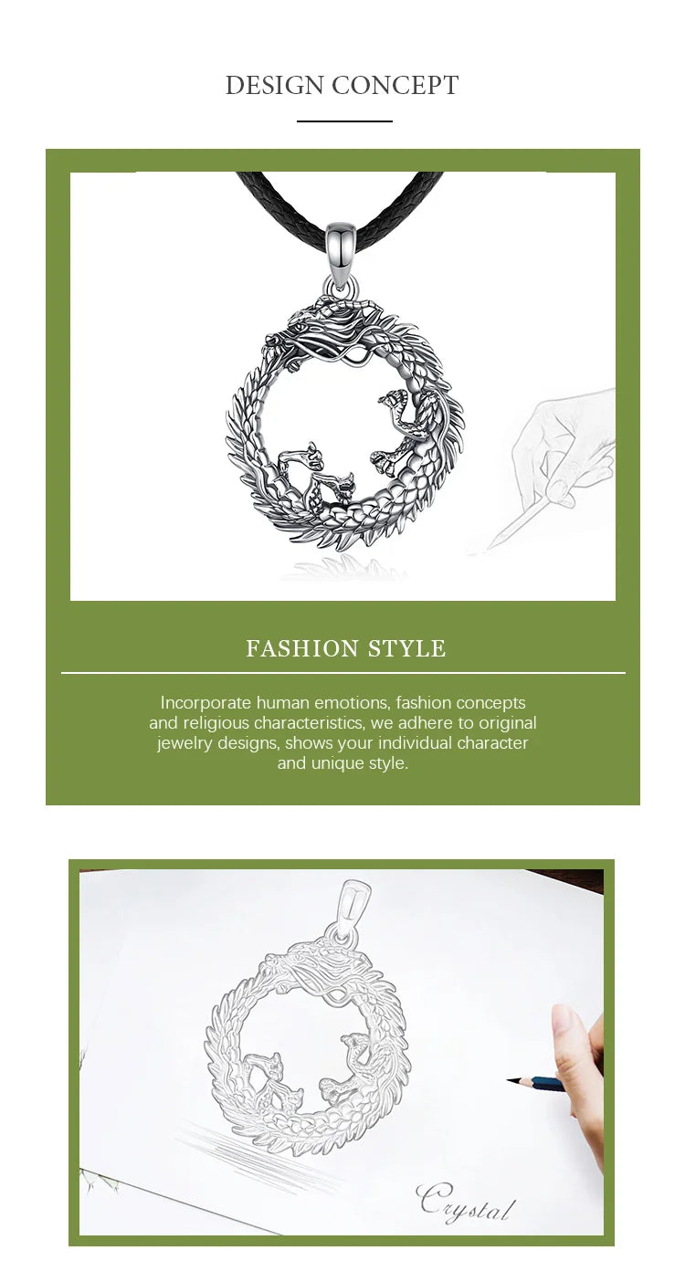 Eudora 925 Sterling Silver Dragon Neckalce