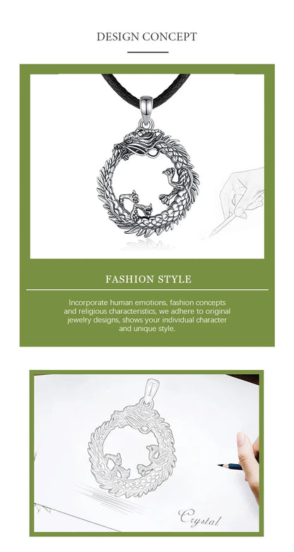 Eudora 925 Sterling Silver Dragon Neckalce