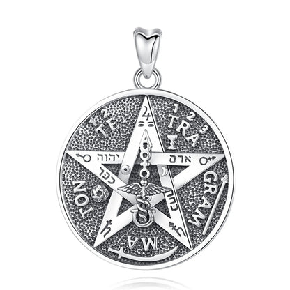 EUDORA 925 Sterling Silver Pentagram Runes Necklaces