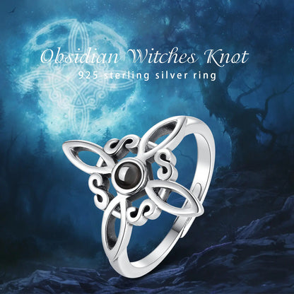 Eudora 925 Sterling Silver Witch Knot Adjustable Ring