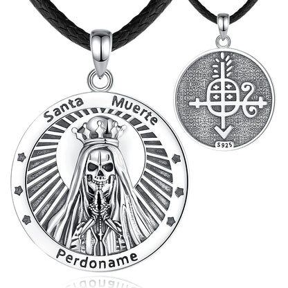 Eudora 925 Sterling Silver Santa Muerte Necklace