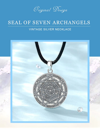 Eudora 925 Sterling Silver Seven Archangels Amulet Necklace