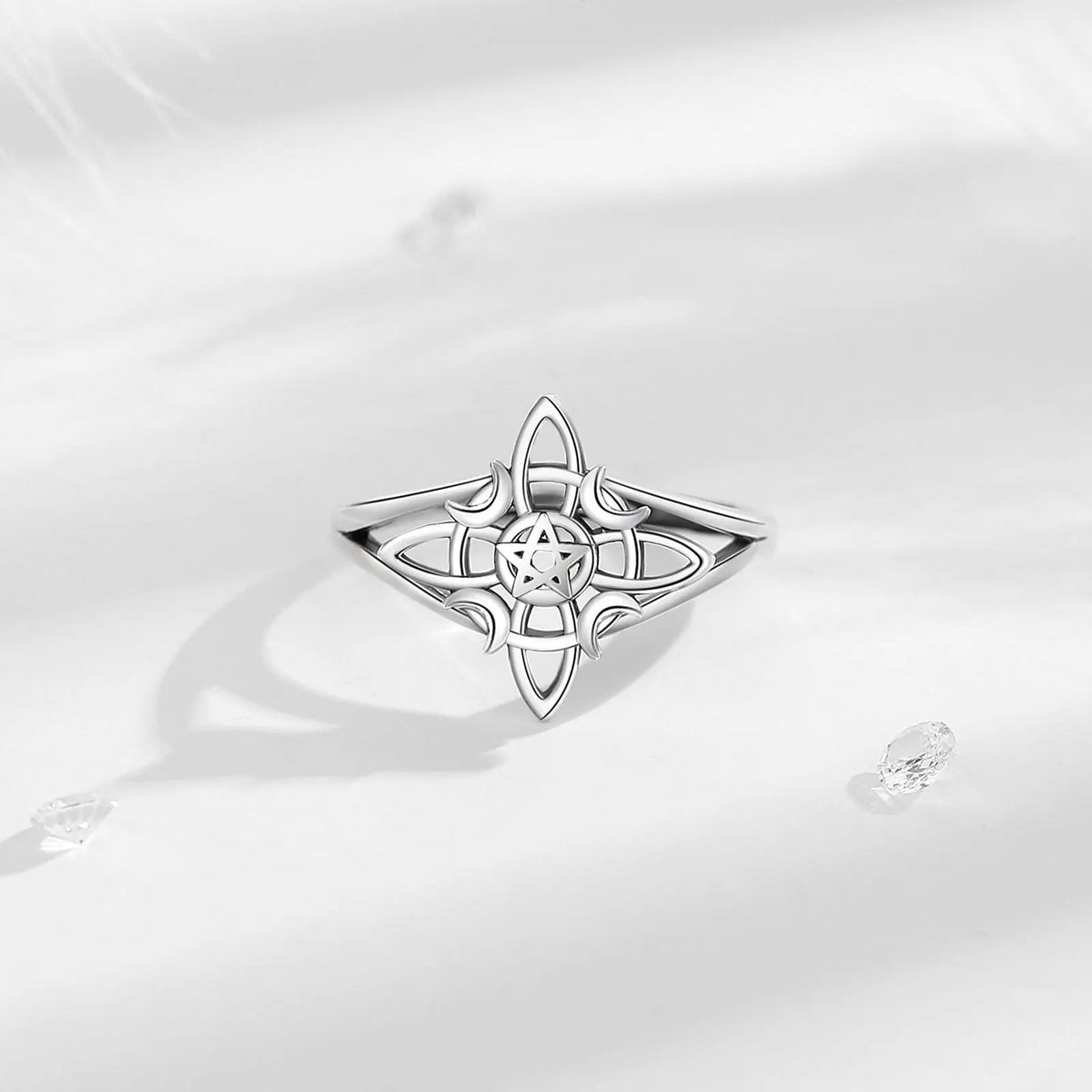 Eudora 925 Sterling Silver Witch Knot Adjustable Ring for Women