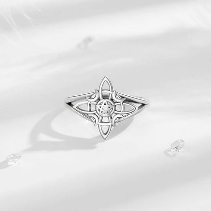 Eudora 925 Sterling Silver Witch Knot Adjustable Ring for Women