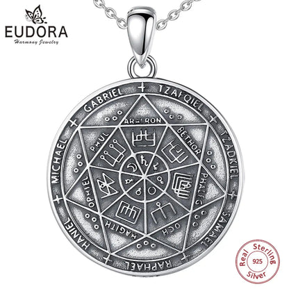 Eudora 925 Sterling Silver Seven Archangels Amulet Necklace