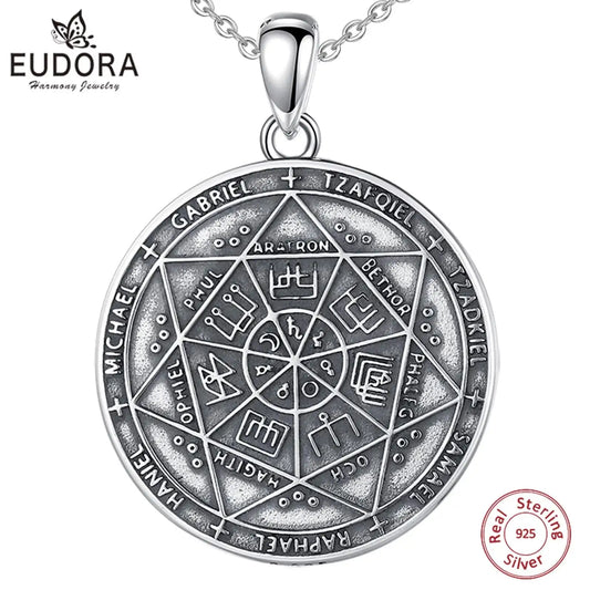 Eudora 925 Sterling Silver Seven Archangels Amulet Necklace