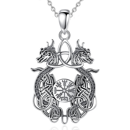 Eudora 925 Sterling Silver Viking Dragon Necklace