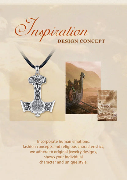 Eudora 925 Sterling Silver Norse Viking Thor's Hammer Necklace