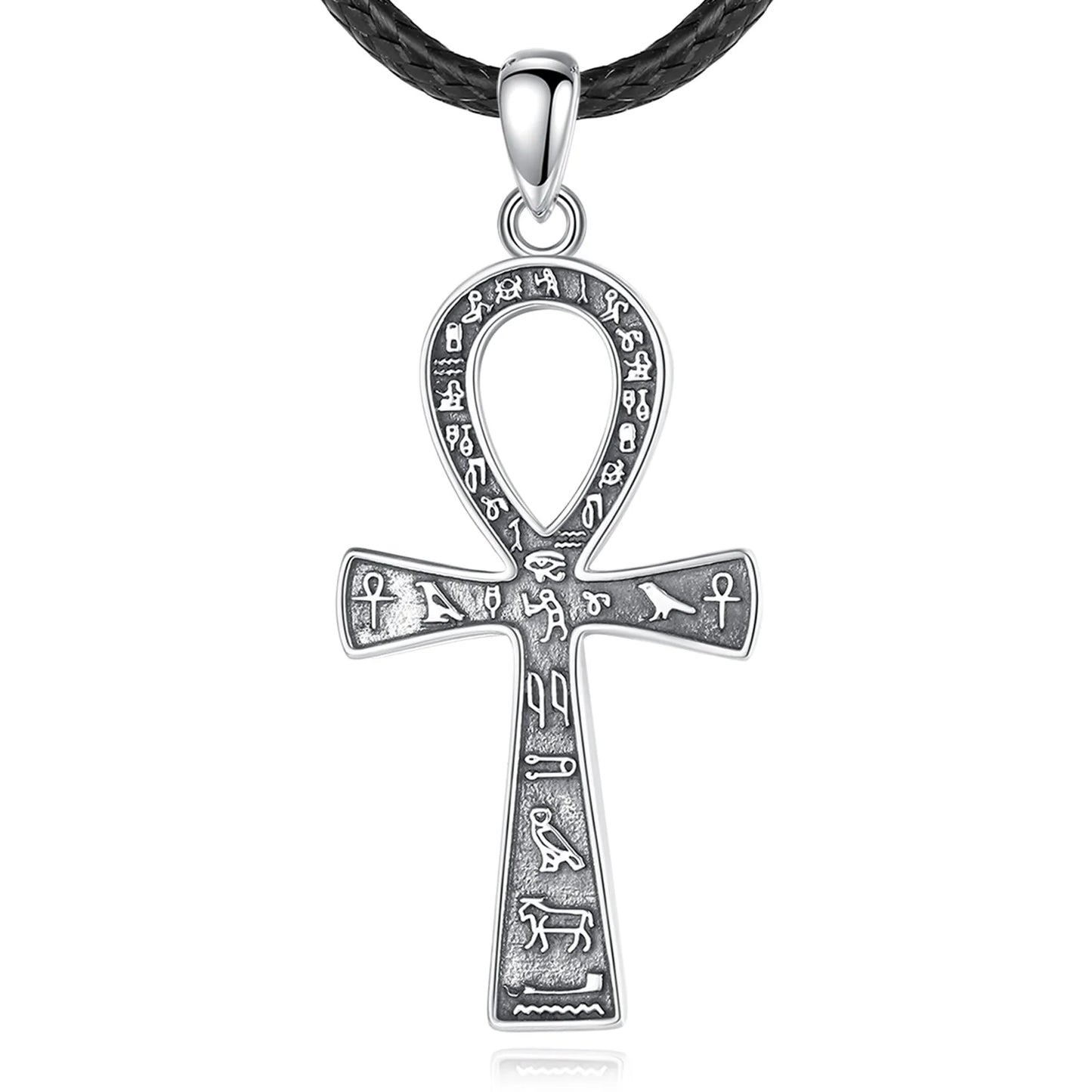 Eudora 925 Sterling Silver Ancient Egyptian Ankh Cross Necklace