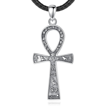 Eudora 925 Sterling Silver Ancient Egyptian Ankh Cross Necklace