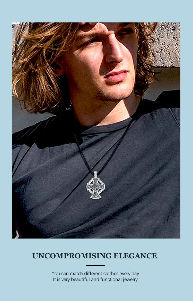 925 Sterling Silver Saint Michael Necklace Cross Amulet Pendant