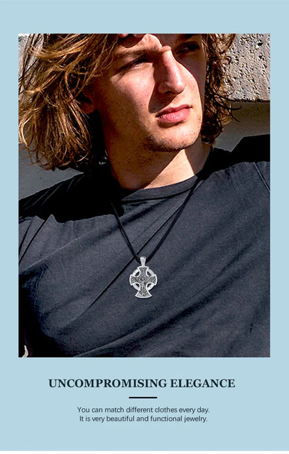 925 Sterling Silver Saint Michael Necklace Cross Amulet Pendant
