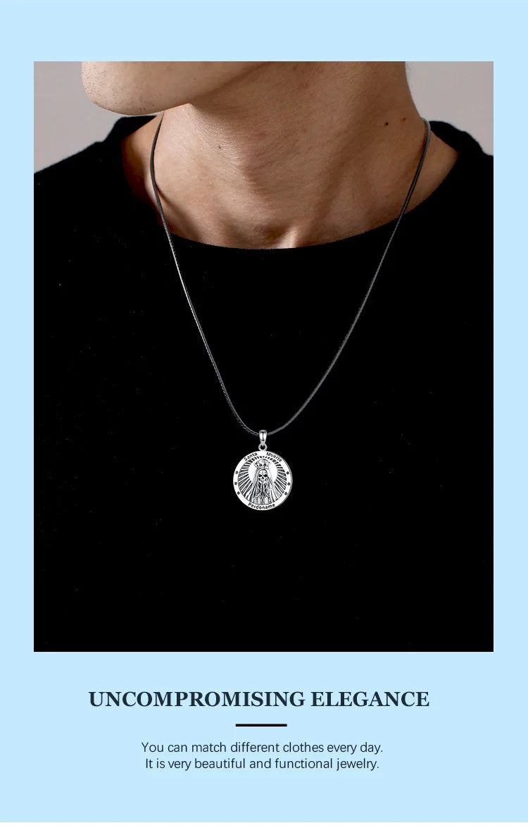 Eudora 925 Sterling Silver Santa Muerte Necklace