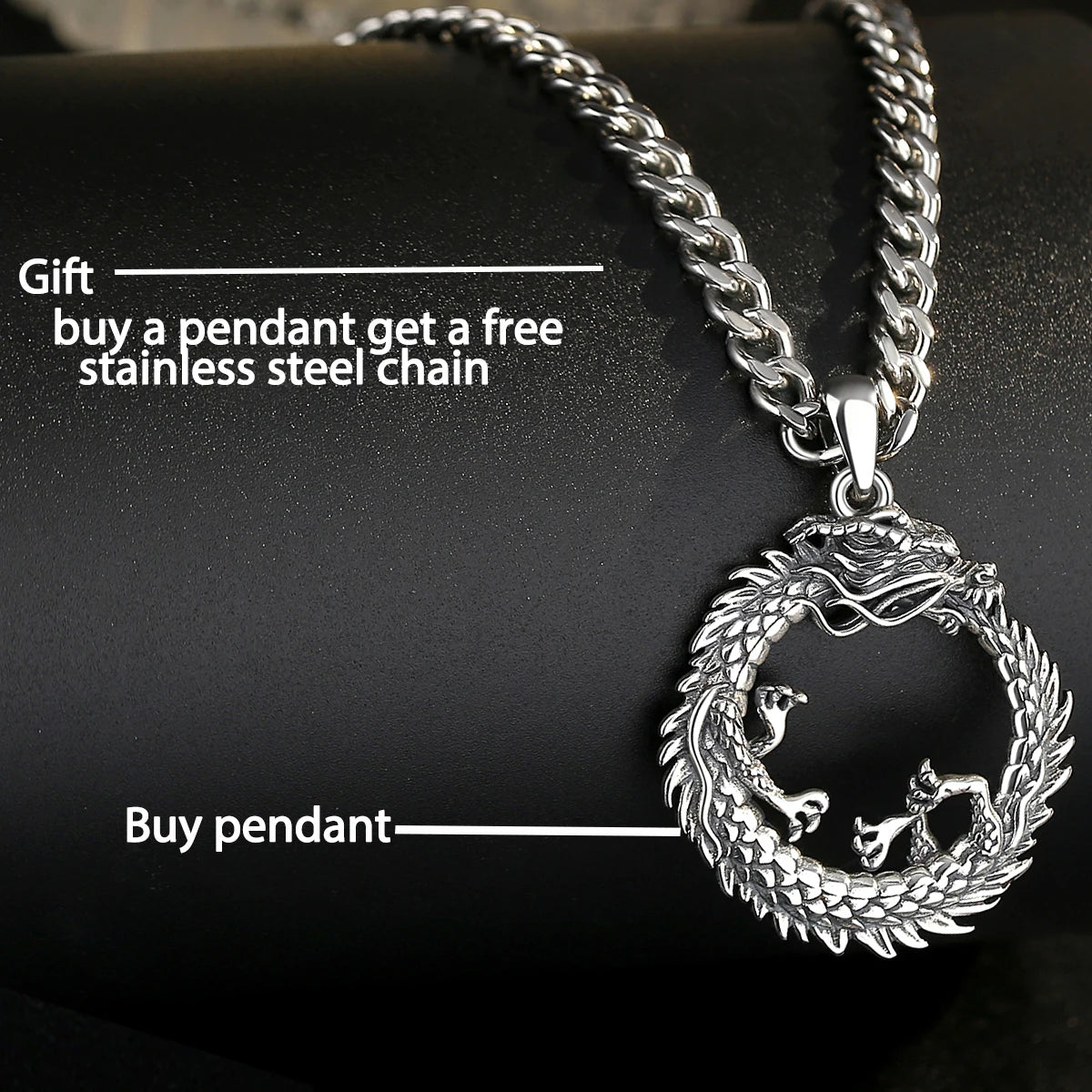 Eudora 925 Sterling Silver Dragon Neckalce