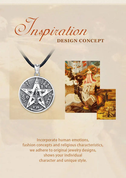 EUDORA 925 Sterling Silver Pentagram Runes Necklaces